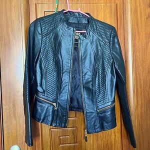 Genuine Real Leather Moto Jacket Coat size XS Vero Moda like New